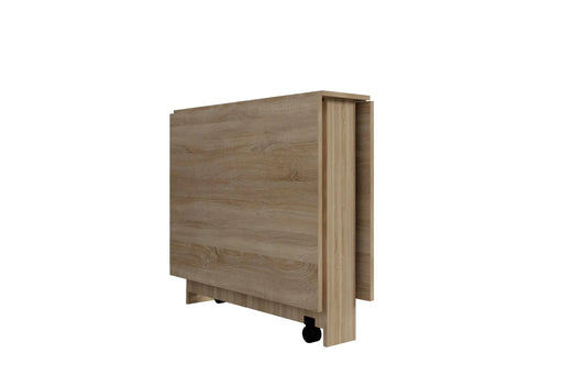 DFW Folding Dining Table, Versatile Dinner Table with 2 Wheels and 2 Storage Racks, Space Saving Dining Room Table, Folding Kitchen Table, Pear Wood Color Default -DTYStore