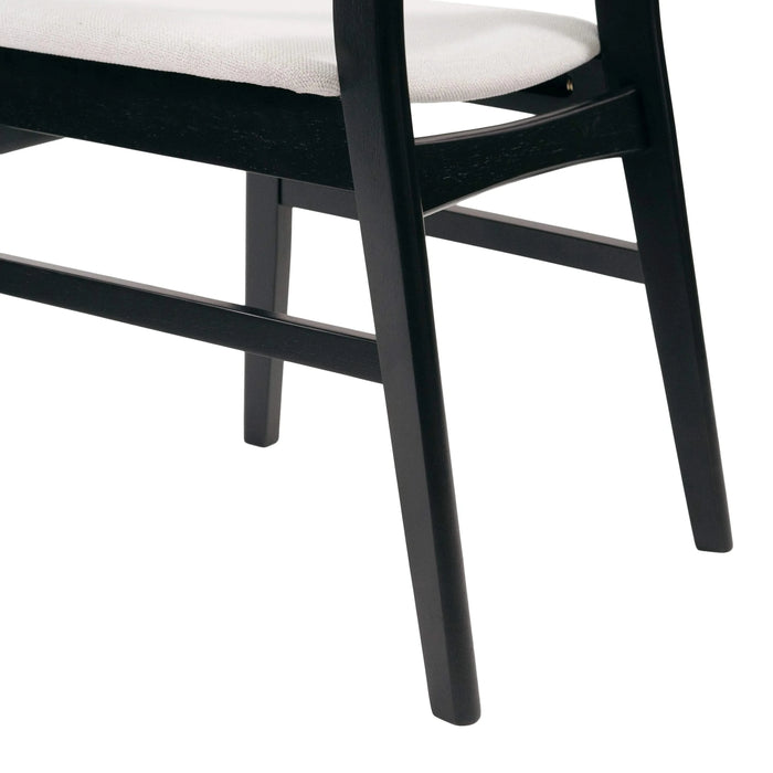 DINING CHAIR (Set of 2), Mid-Century Dining Chairs with Cushioned Seats and Wood Frame, Light beige and Black Default -DTYStore