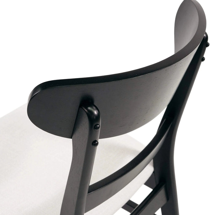 DINING CHAIR (Set of 2), Mid-Century Dining Chairs with Cushioned Seats and Wood Frame, Light beige and Black Default -DTYStore