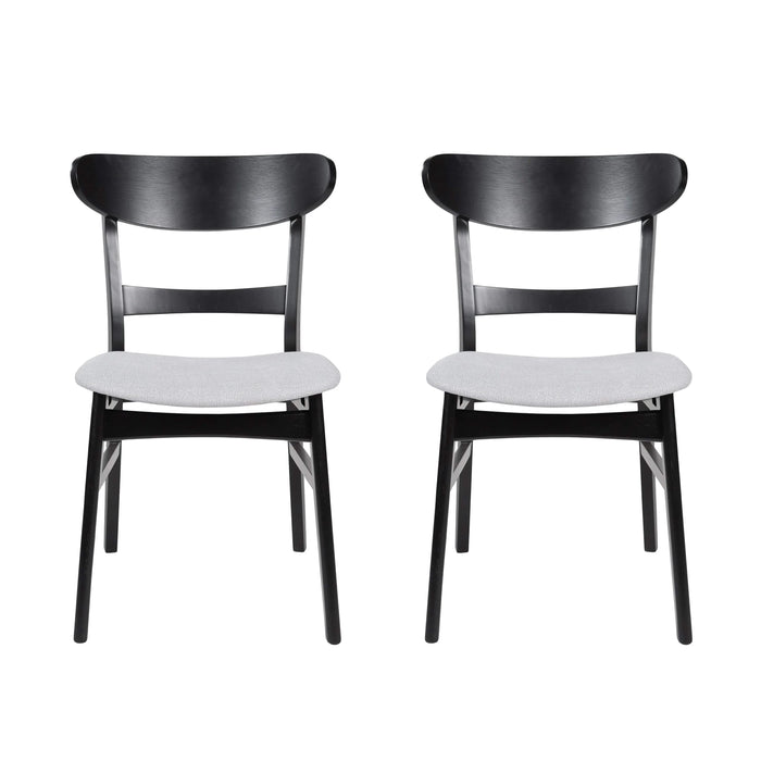 DINING CHAIR (Set of 2), Mid-Century Dining Chairs with Cushioned Seats and Wood Frame, Light beige and Black Default -DTYStore