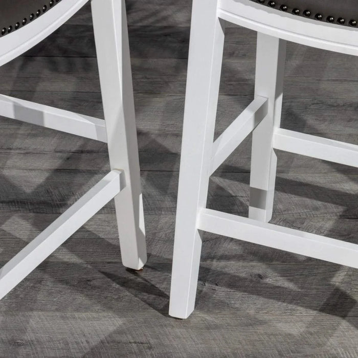 DTY Indoor Living Aurora Saddle Stool -25" Counter Stool or 29" Barstool, Set of 2 Dark Gray Faux Leather White -DTYStore