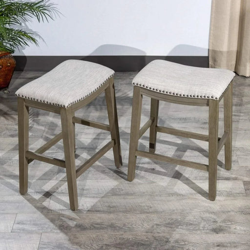 DTY Indoor Living Aurora Saddle Stool -25" Counter Stool or 29" Barstool, Set of 2 29" Light Gray Fabric Gray -DTYStore