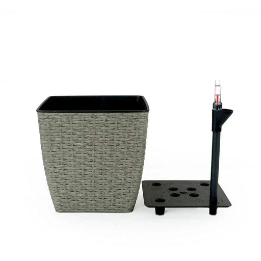 DTY Signature 2-Pack Self-watering Planter - Hand Woven Wicker - Thin Square Gray -DTYStore