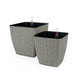 DTY Signature 2-Pack Self-watering Planter - Hand Woven Wicker - Thin Square Gray -DTYStore