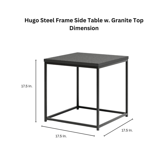 DTY Signature Hugo Steel Frame Side Table with Granite Top -DTYStore