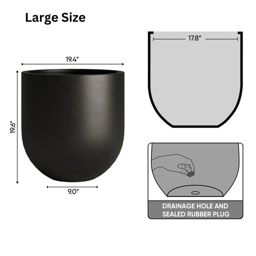 DTY Signature Mount Antero 1-piece Fiberstone Bullet Planter Large Black -DTYStore