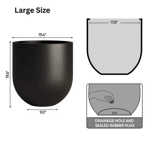 DTY Signature Mount Antero 1-piece Fiberstone Bullet Planter Large Black -DTYStore