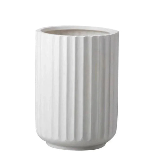 DTY Signature Mount Elbert 1-piece Fluted Fiberstone Planter White -DTYStore