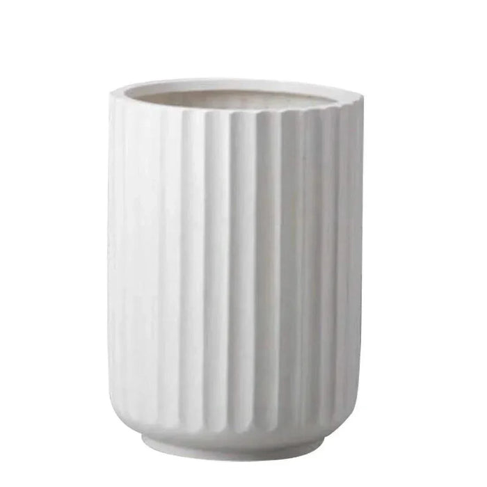 DTY Signature Mount Elbert 1-piece Fluted Fiberstone Planter White -DTYStore