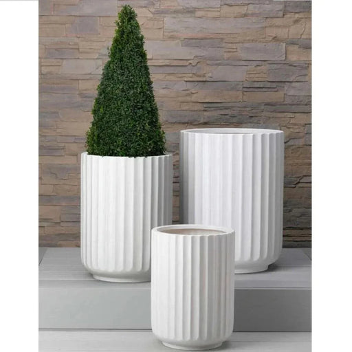 DTY Signature Mount Elbert 1-piece Fluted Fiberstone Planter White -DTYStore