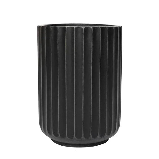 DTY Signature Mount Elbert 1-piece Fluted Fiberstone Planter Black -DTYStore