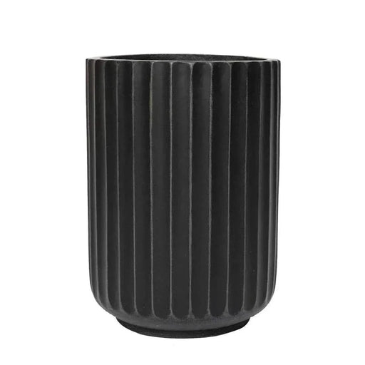 DTY Signature Mount Elbert 1-piece Fluted Fiberstone Planter Black -DTYStore