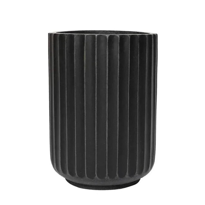 DTY Signature Mount Elbert 1-piece Fluted Fiberstone Planter Black -DTYStore