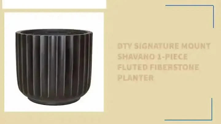 DTY Signature Mount Shavano 1-piece Fluted Fiberstone Planter Black -DTYStore