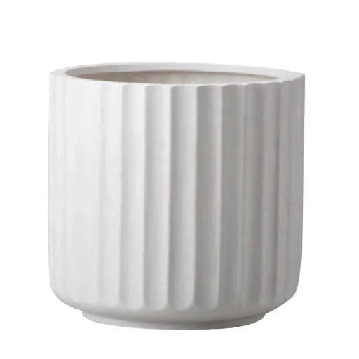 DTY Signature Mount Shavano 1-piece Fluted Fiberstone Planter White -DTYStore