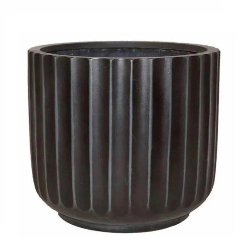 DTY Signature Mount Shavano 1-piece Fluted Fiberstone Planter Black -DTYStore