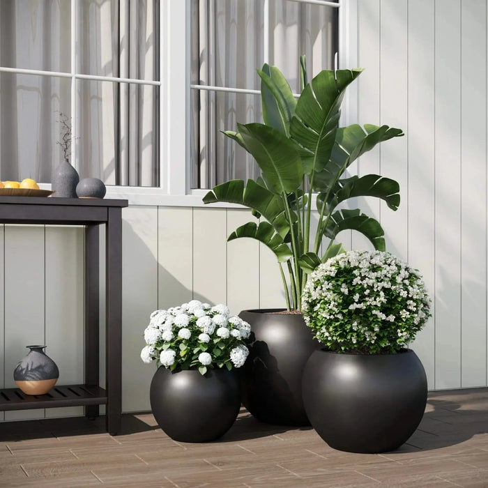 DTY Signature Mount Sherman 1-piece Fiberstone Planter Small Black -DTYStore