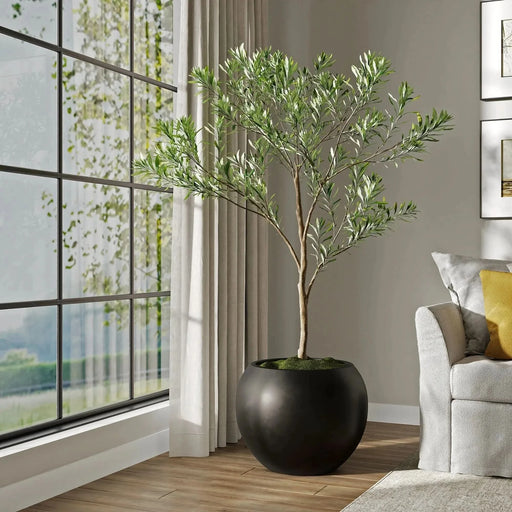 DTY Signature Mount Sherman 1-piece Fiberstone Planter Small Black -DTYStore