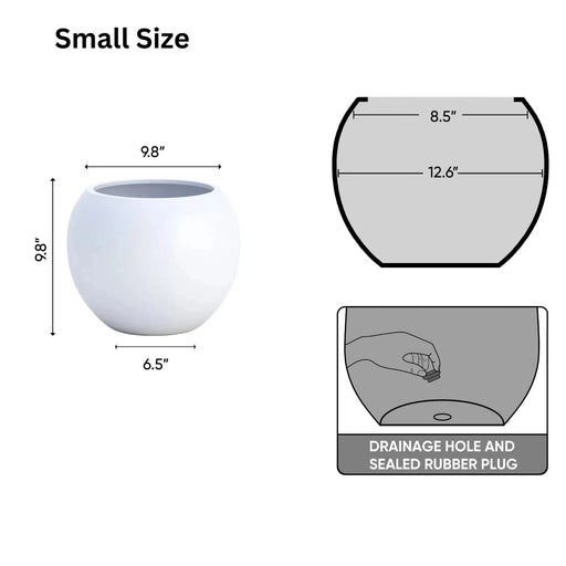 DTY Signature Mount Sherman 1-piece Fiberstone Planter Small White -DTYStore