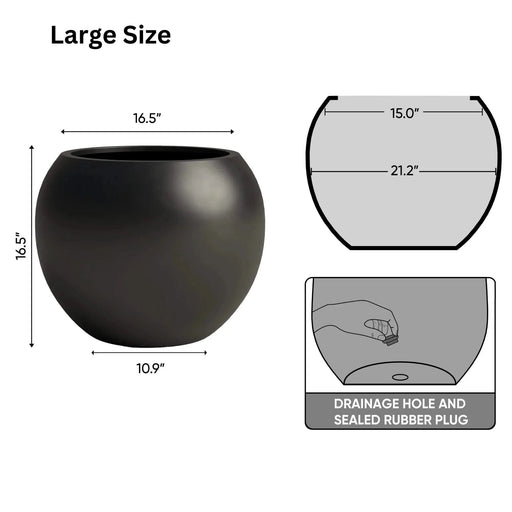 DTY Signature Mount Sherman 1-piece Fiberstone Planter Small Black -DTYStore