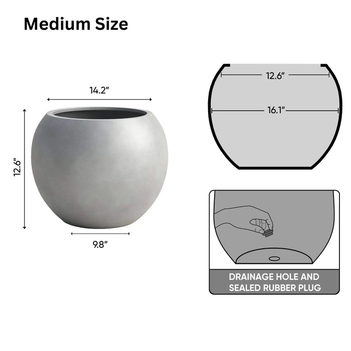 DTY Signature Mount Sherman 1-piece Fiberstone Planter Small Gray -DTYStore