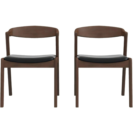 Dakota Mid-Century Solid Wood Dining Chair Set with Black Leather Upholstery Set Of 2 Default -DTYStore