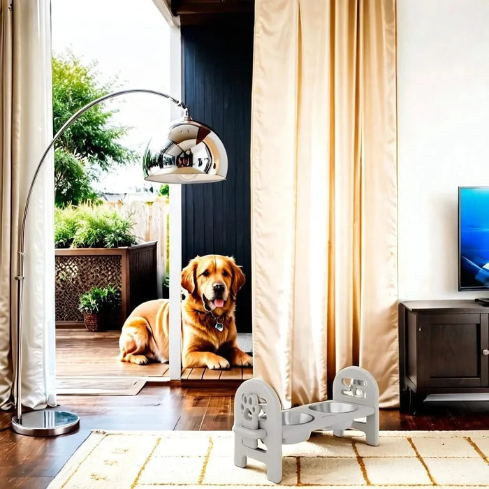 Dark Gray Adjustable Pet Bowl Travel Ready HDPE Durable Poly Lumber Recycled Default -DTYStore