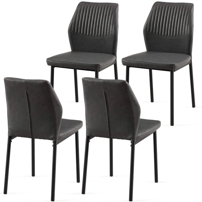 Dark Grey PU Leather Dining Chairs Set of 4 Faux Leather Dining Chairs Living Room Chair Modern Kitchen Armless Side Chair with Metal Legs(Set of 4) Default -DTYStore