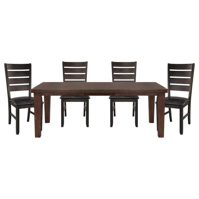 Dark Oak Finish Rectangular 1pc Dining Table with Self-Storing Extension Leaf Wooden Simple Dining Furniture Default -DTYStore