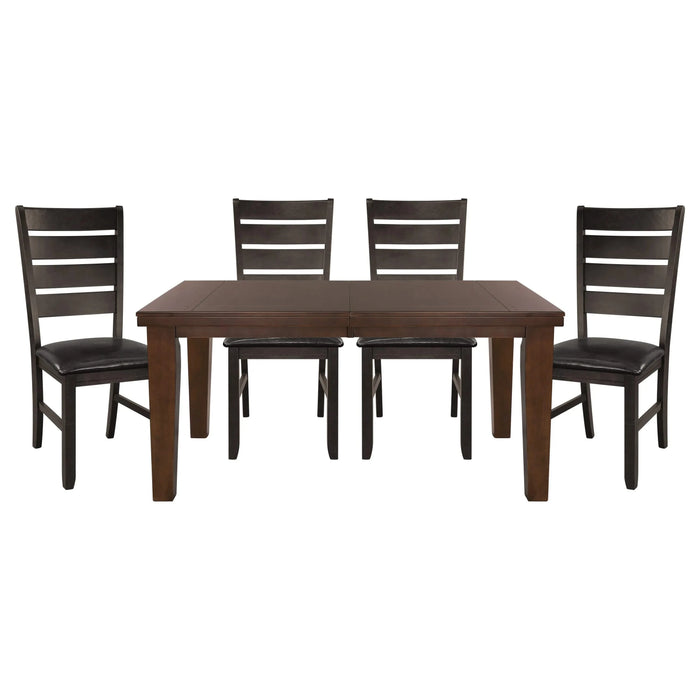 Dark Oak Finish Rectangular 1pc Dining Table with Self-Storing Extension Leaf Wooden Simple Dining Furniture Default -DTYStore