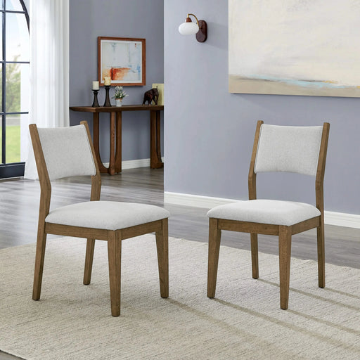 Darla Set of 2 Walnut Oak Dining Side Chairs with Light Gray Fabric Default -DTYStore