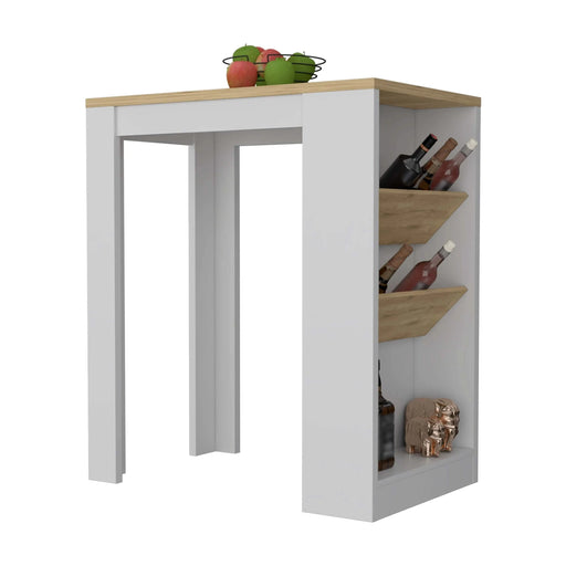 DeSoto Wine Storage Pedestal Kitchen Island White and Macadamia Default -DTYStore