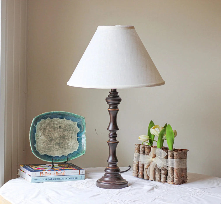 Deep Cone Hardback Lampshade with Washer Fitter, Off White Fabric Lampshade for Table Lamps, Natural Linen, 6' Top x 19' Bottom x 13' Height Default -DTYStore