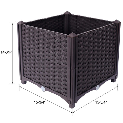 Deep Raised Garden Bed Plastic Planter Boxes for Vegetables Flowers Herbs and Succulents,Self-Watering Planter Box Raised Bed to Grow Flowers, Herbs & Vegetables, 15.7' L X 15.7' D X 14.7' H Default -DTYStore