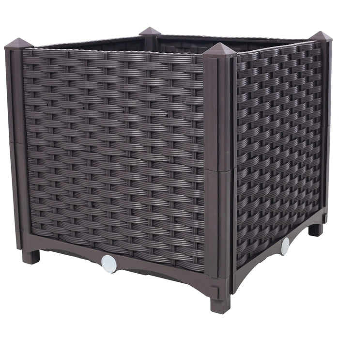 Deep Raised Garden Bed Plastic Planter Boxes for Vegetables Flowers Herbs and Succulents,Self-Watering Planter Box Raised Bed to Grow Flowers, Herbs & Vegetables, 15.7' L X 15.7' D X 14.7' H Default -DTYStore