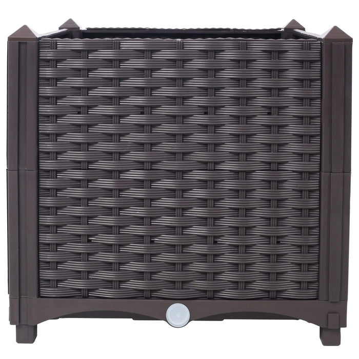 Deep Raised Garden Bed Plastic Planter Boxes for Vegetables Flowers Herbs and Succulents,Self-Watering Planter Box Raised Bed to Grow Flowers, Herbs & Vegetables, 15.7' L X 15.7' D X 14.7' H Default -DTYStore