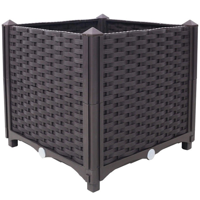 Deep Raised Garden Bed Plastic Planter Boxes for Vegetables Flowers Herbs and Succulents,Self-Watering Planter Box Raised Bed to Grow Flowers, Herbs & Vegetables, 15.7' L X 15.7' D X 14.7' H Default -DTYStore