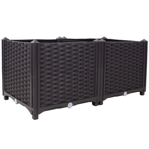 Deep Raised Garden Bed Plastic Planter Boxes for Vegetables Flowers Herbs and Succulents,Self-Watering Planter Box Raised Bed to Grow Flowers, Herbs & Vegetables, 31.5' L X 15.7' D X 14.7' H Default -DTYStore