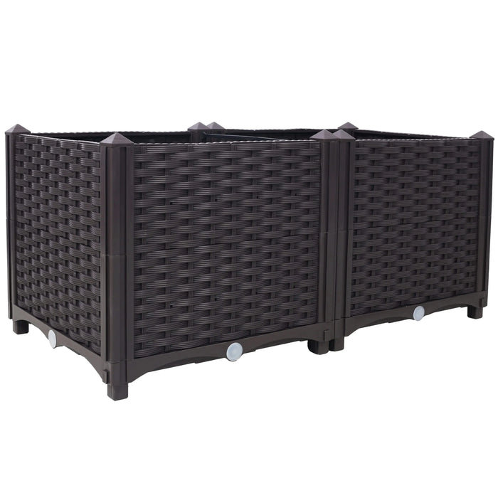 Deep Raised Garden Bed Plastic Planter Boxes for Vegetables Flowers Herbs and Succulents,Self-Watering Planter Box Raised Bed to Grow Flowers, Herbs & Vegetables, 31.5' L X 15.7' D X 14.7' H Default -DTYStore