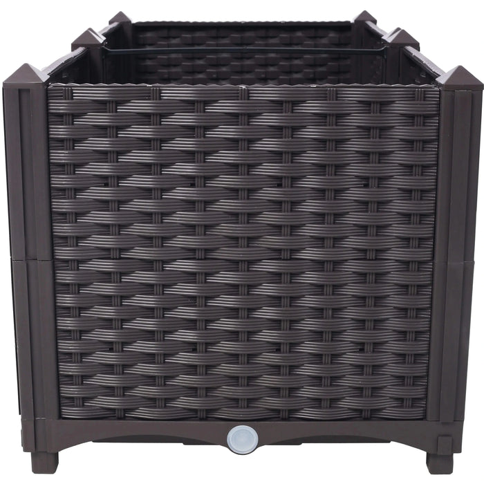 Deep Raised Garden Bed Plastic Planter Boxes for Vegetables Flowers Herbs and Succulents,Self-Watering Planter Box Raised Bed to Grow Flowers, Herbs & Vegetables, 31.5' L X 15.7' D X 14.7' H Default -DTYStore