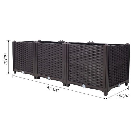 Deep Raised Garden Bed Plastic Planter Boxes for Vegetables Flowers Herbs and Succulents,Self-Watering Planter Box Raised Bed to Grow Flowers, Herbs & Vegetables, 47.2' L X 15.7' D X 14.7' H Default -DTYStore