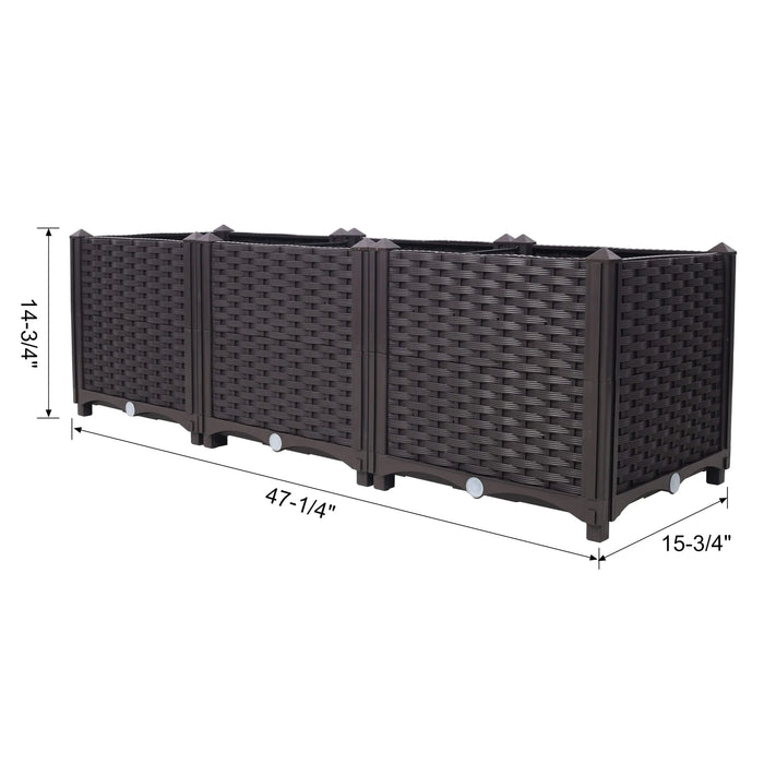 Deep Raised Garden Bed Plastic Planter Boxes for Vegetables Flowers Herbs and Succulents,Self-Watering Planter Box Raised Bed to Grow Flowers, Herbs & Vegetables, 47.2' L X 15.7' D X 14.7' H Default -DTYStore