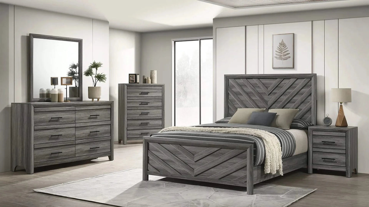 Denver Modern Style 5 Pc Full Bedroom Set Made with Wood in Gray (NJ IVENTORY) Default -DTYStore
