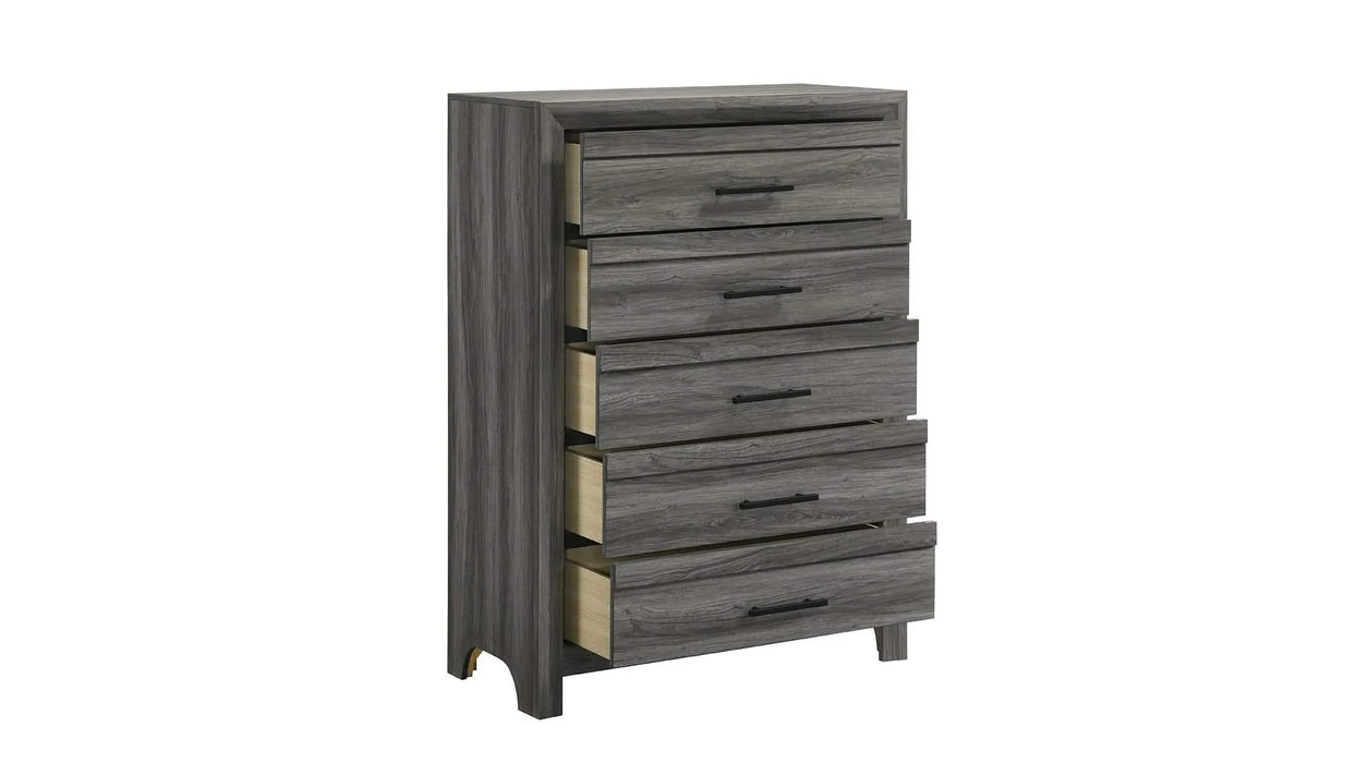 Denver Modern Style 5 Pc Full Bedroom Set Made with Wood in Gray (NJ IVENTORY) Default -DTYStore