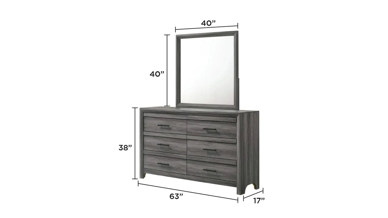 Denver Modern Style 5 Pc Full Bedroom Set Made with Wood in Gray (NJ IVENTORY) Default -DTYStore