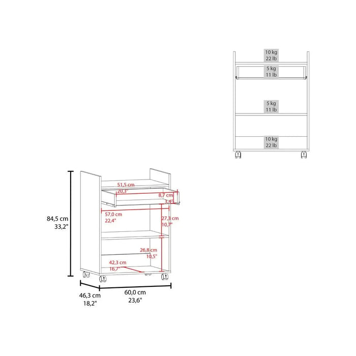 Derry Coffee Cart, Living Room, White Default -DTYStore