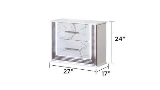 Desire Queen 4-Piece Bedroom Set – LED Upholstered Bed, Marble-Finished Storage, and Metallic Trim for a Sophisticated Contemporary Retreat Default -DTYStore