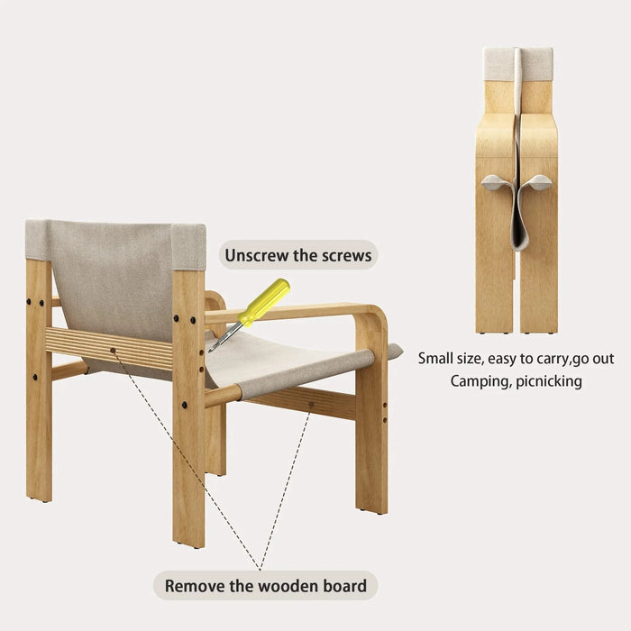 Detachable and washable Oak Accent Chair Wide Armrest Mid-Century Lounge Chair Linen Fabric Armchair & Solid Wood Frame for Living Room, Bedroom, Balcony, (White) Default -DTYStore