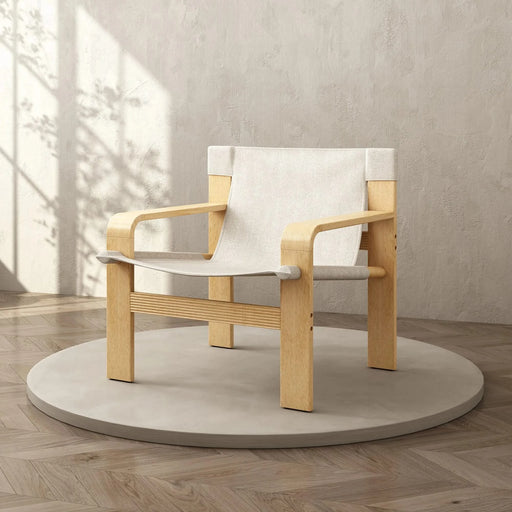 Detachable and washable Oak Accent Chair Wide Armrest Mid-Century Lounge Chair Linen Fabric Armchair & Solid Wood Frame for Living Room, Bedroom, Balcony, (White) Default -DTYStore