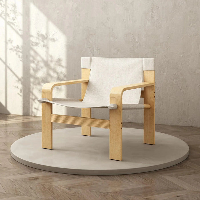 Detachable and washable Oak Accent Chair Wide Armrest Mid-Century Lounge Chair Linen Fabric Armchair & Solid Wood Frame for Living Room, Bedroom, Balcony, (White) Default -DTYStore